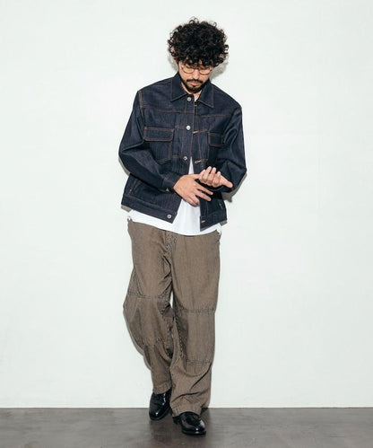 特別款牛仔獵裝雙膝工裝褲