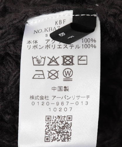 格紋蝴蝶結針織毛線帽