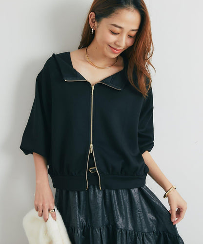 2WAY刺繡拉鍊套頭衫