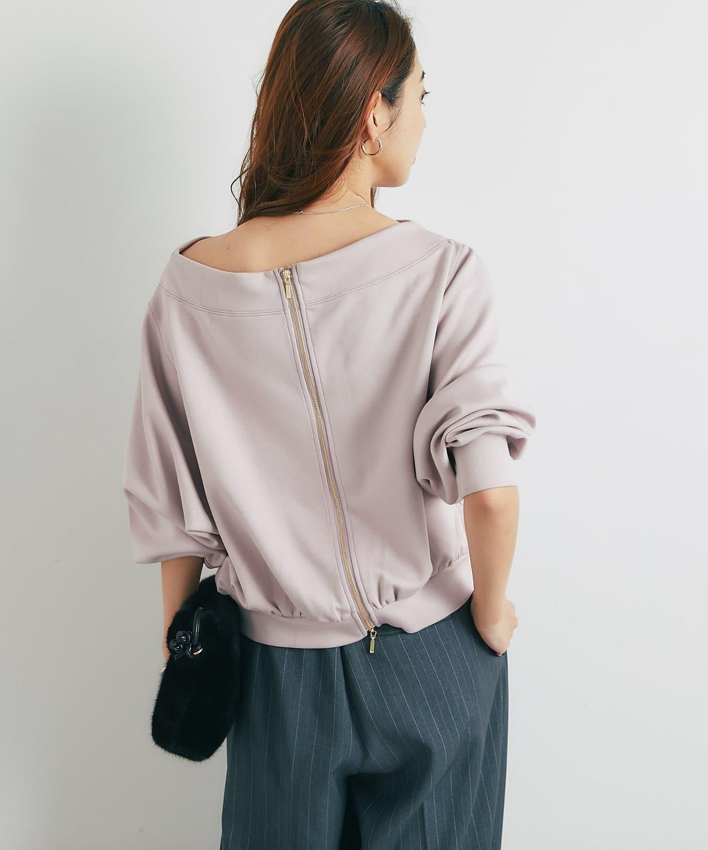 2WAY刺繡拉鍊套頭衫