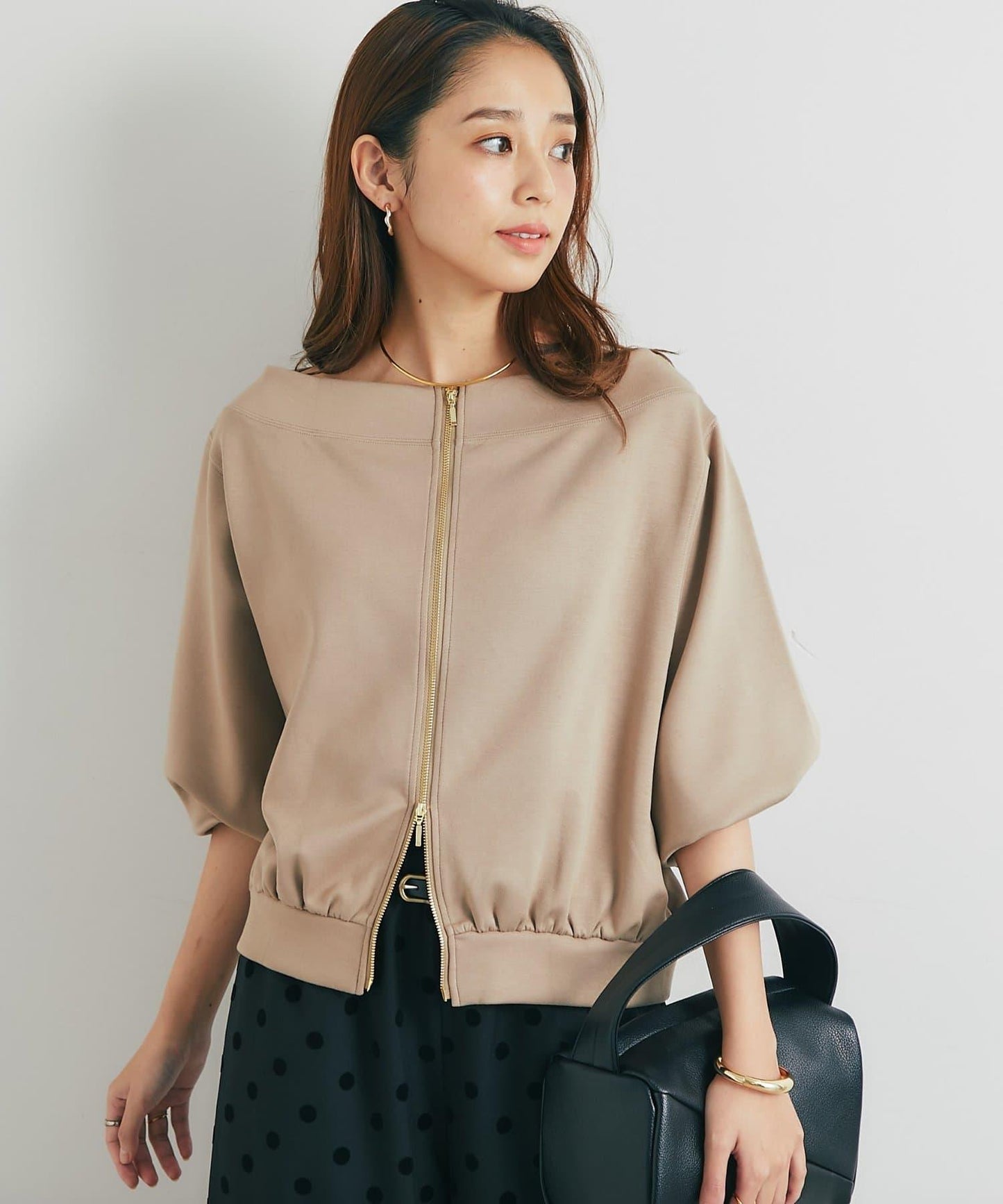 2WAY刺繡拉鍊套頭衫