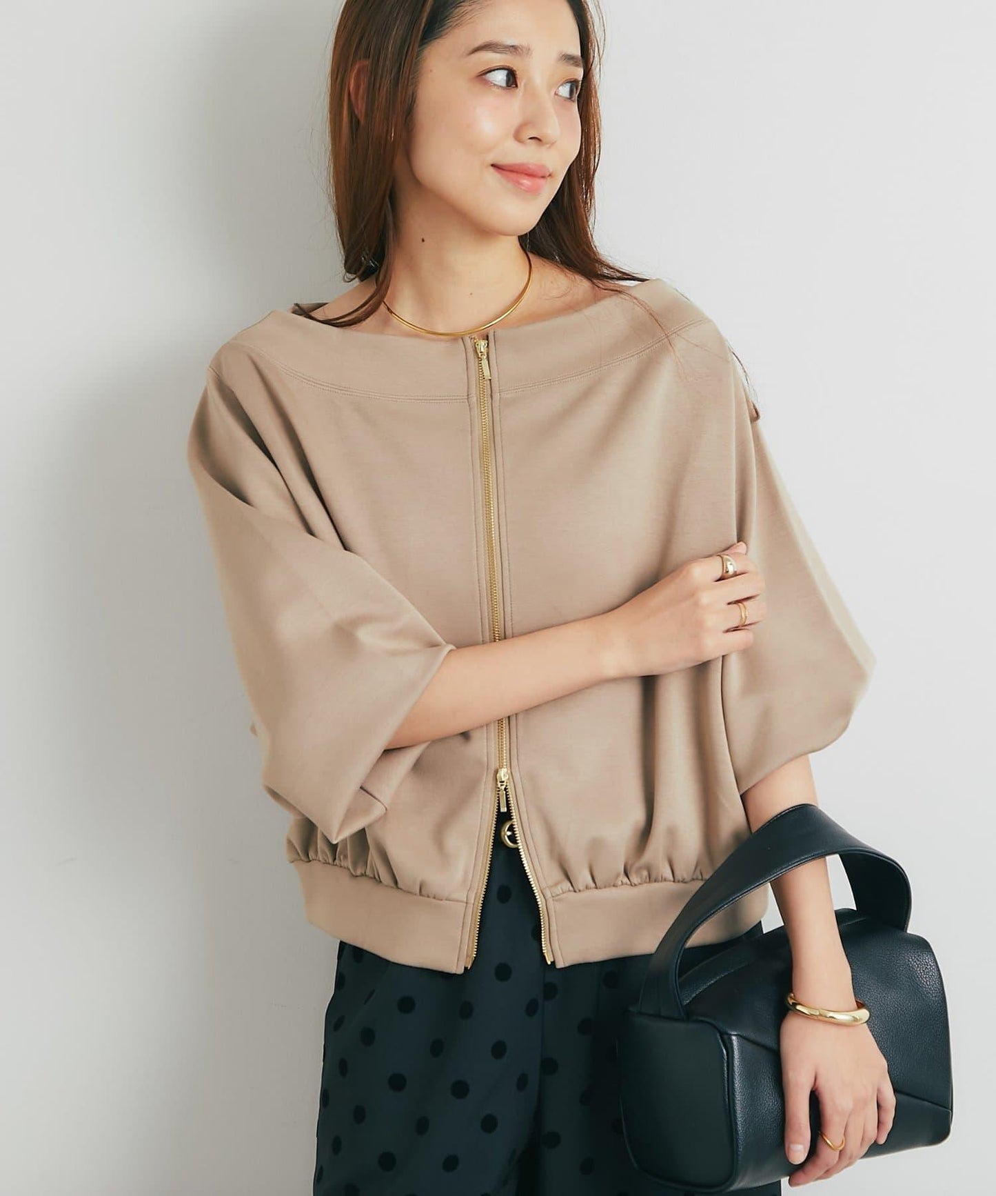 2WAY刺繡拉鍊套頭衫