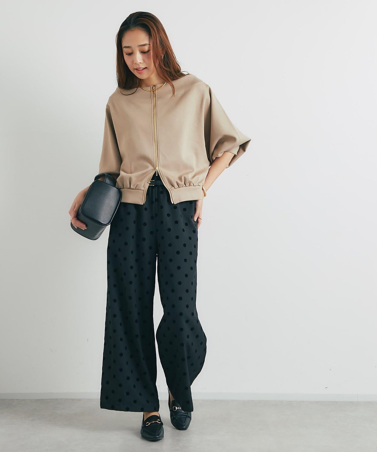 2WAY刺繡拉鍊套頭衫