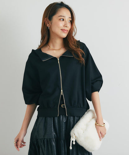 2WAY刺繡拉鍊套頭衫