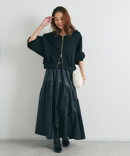 2WAY刺繡拉鍊套頭衫