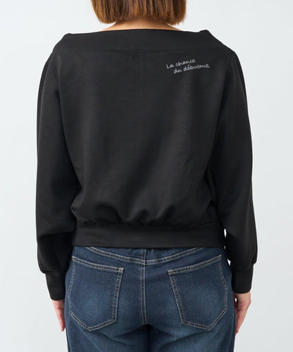 2WAY刺繡拉鍊套頭衫