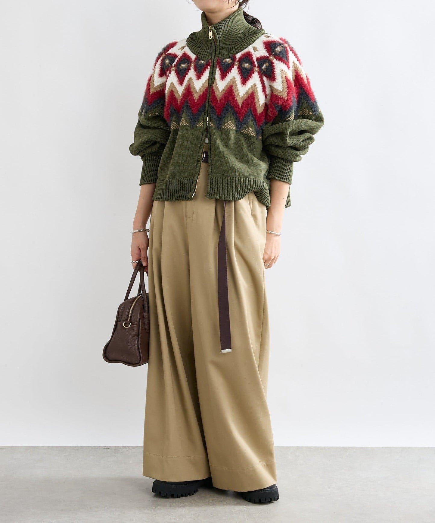 【輕盈感】褶皺工裝寬腿褲