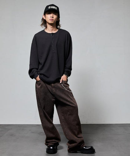 短款保暖亨利領T恤