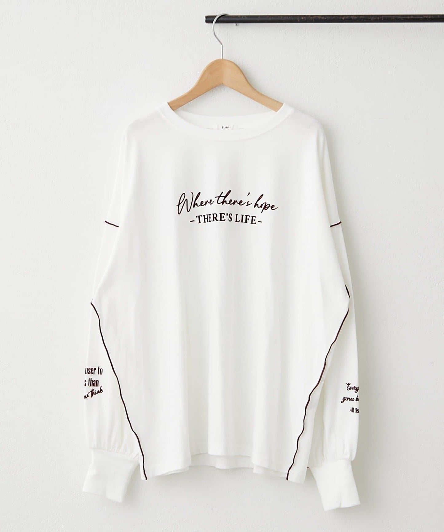 配色波浪邊長袖T恤