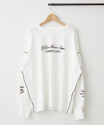 配色波浪邊長袖T恤