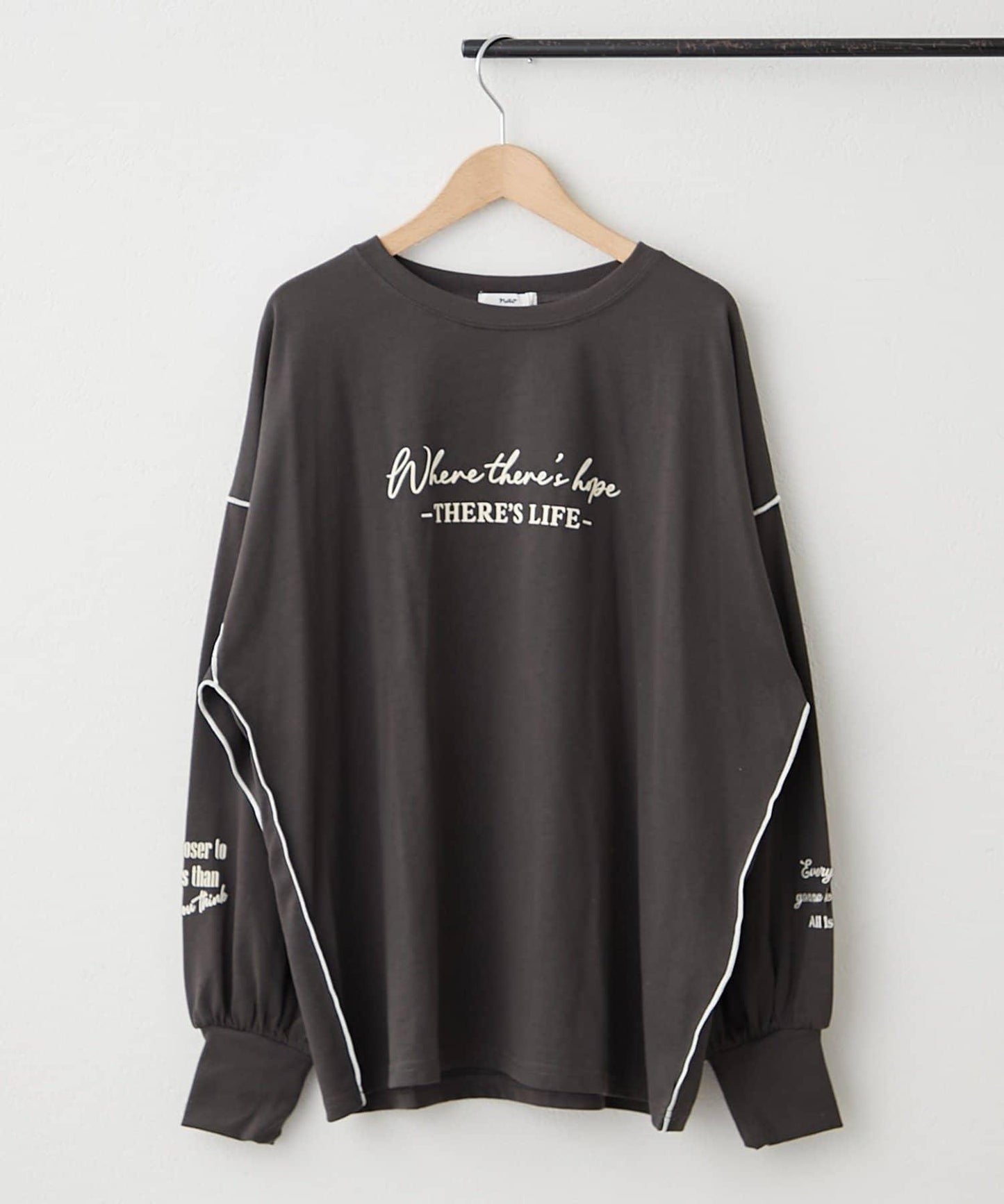 配色波浪邊長袖T恤