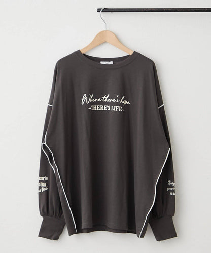 配色波浪邊長袖T恤