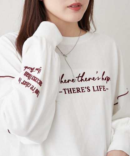 配色波浪邊長袖T恤