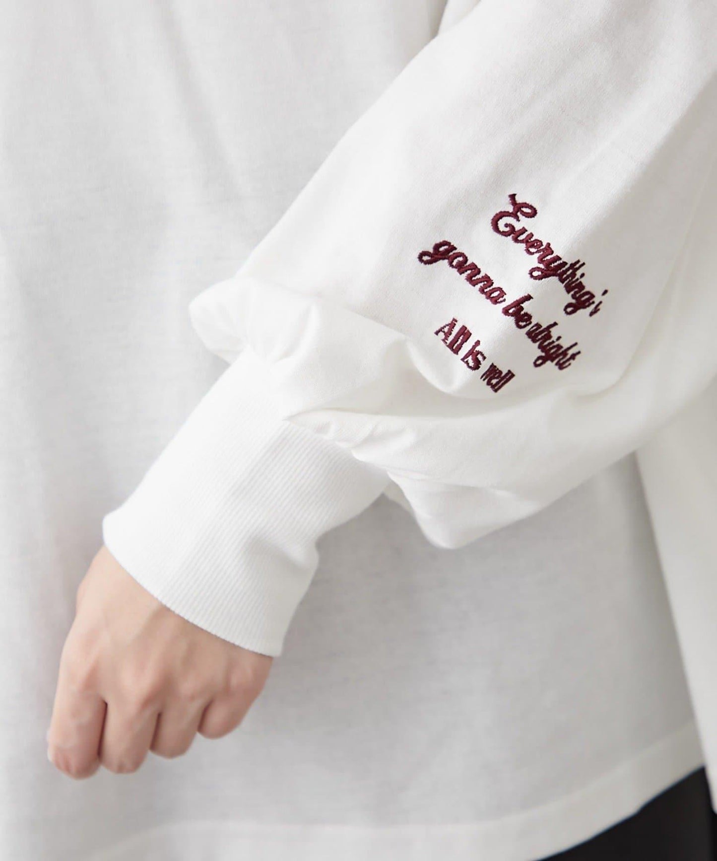 配色波浪邊長袖T恤