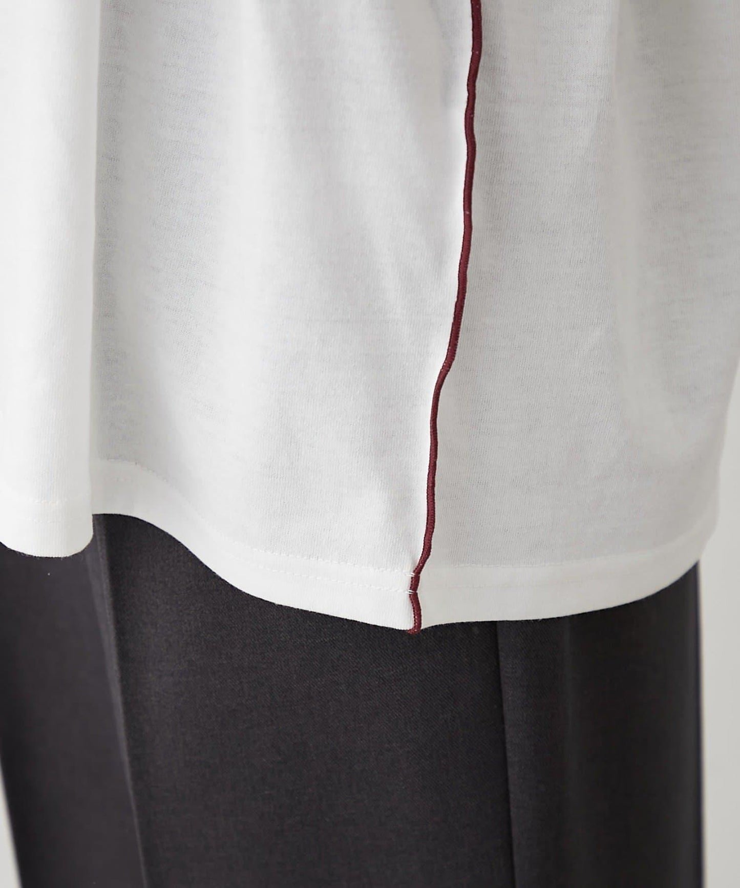 配色波浪邊長袖T恤