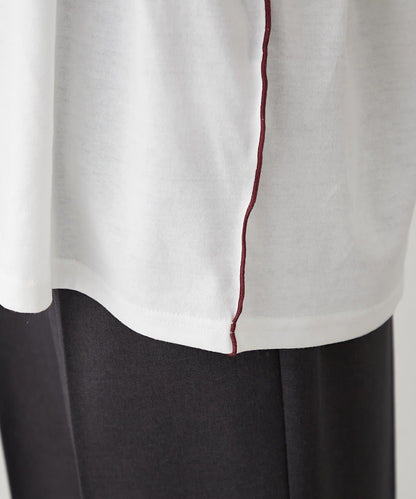 配色波浪邊長袖T恤