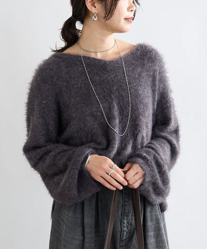 【復刻/前後兩穿】混色羽毛兩穿針織衫