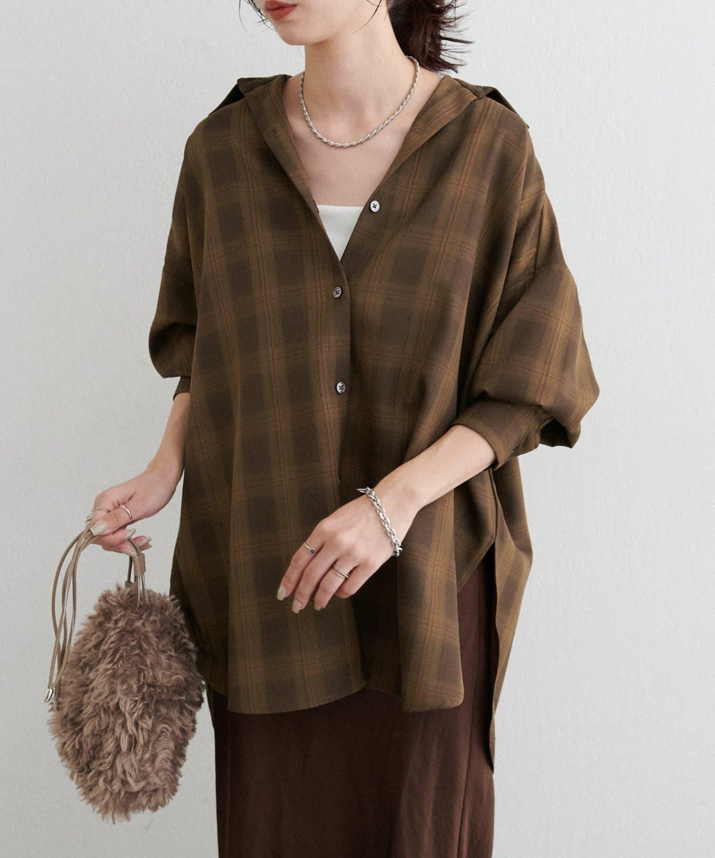 格紋襯衫套頭衫