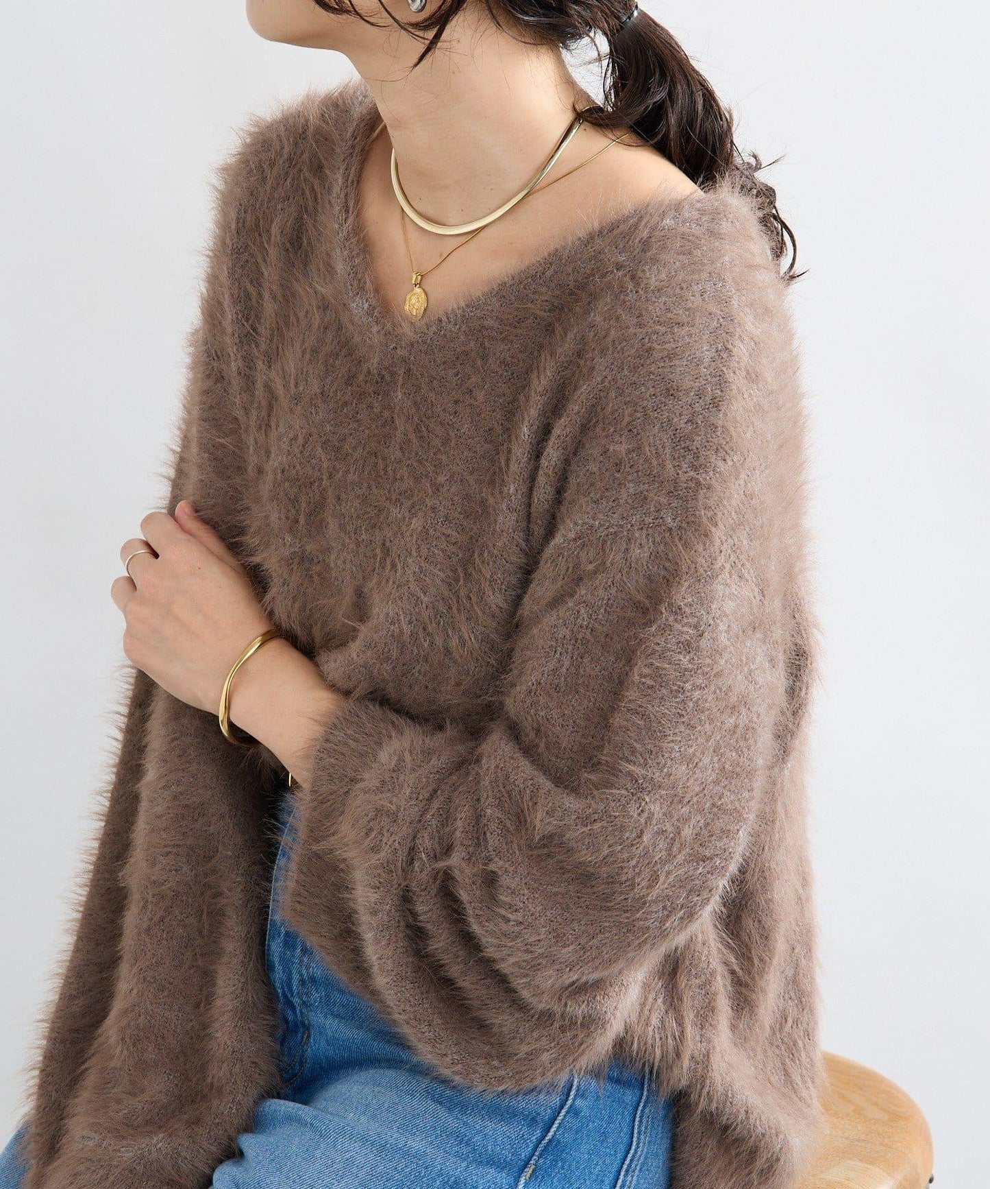 【復刻/前後兩穿】混色羽毛兩穿針織衫