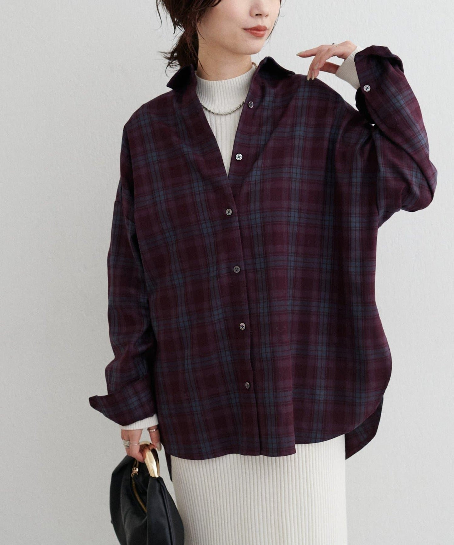 格紋襯衫套頭衫