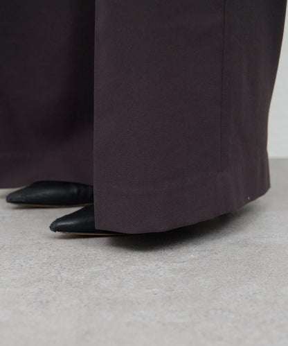 【近日開始】無腰帶褶皺寬腿褲