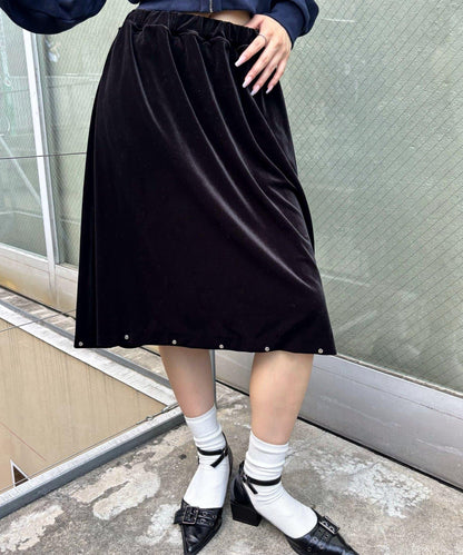 【WHO'S WHO gallery】天鵝絨鉚釘中長裙