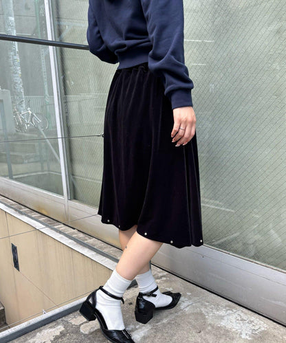 【WHO'S WHO gallery】天鵝絨鉚釘中長裙