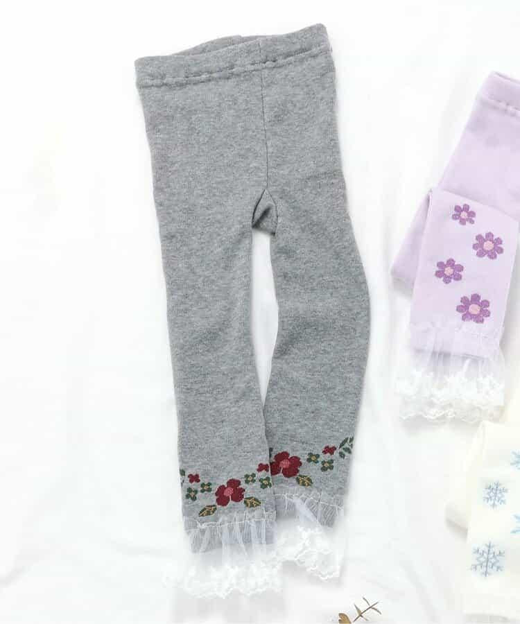 花卉雪花圖案蕾絲拼接打底褲