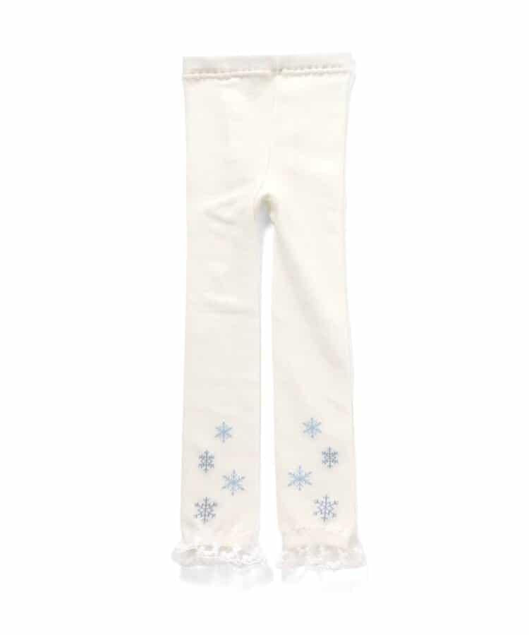 花卉雪花圖案蕾絲拼接打底褲