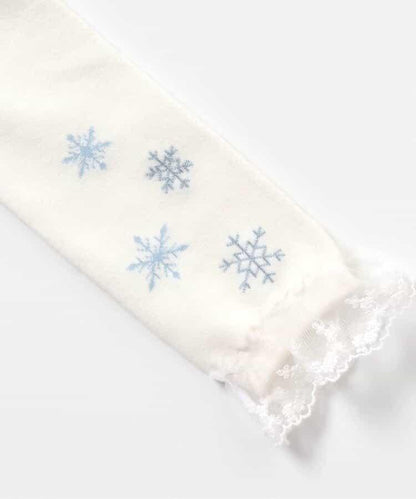 花卉雪花圖案蕾絲拼接打底褲