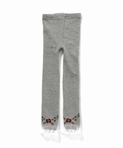 花卉雪花圖案蕾絲拼接打底褲