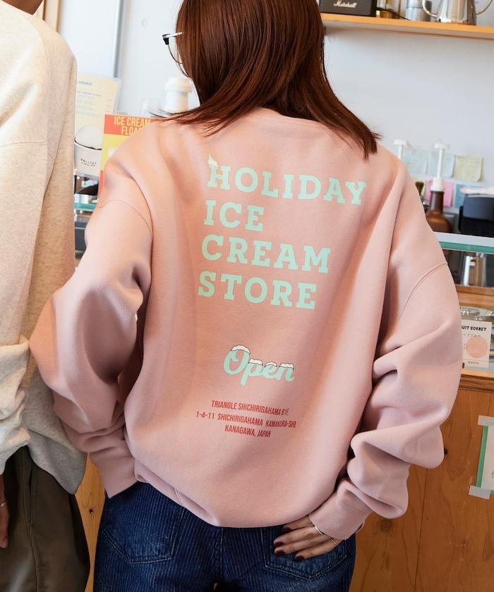 HOLIDAY ICECREAM 特別款寬鬆版型背部印花圓領衛衣