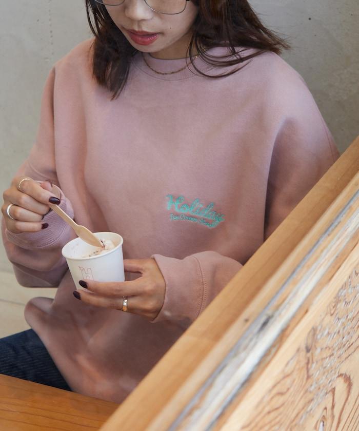 HOLIDAY ICECREAM 特別款寬鬆版型背部印花圓領衛衣