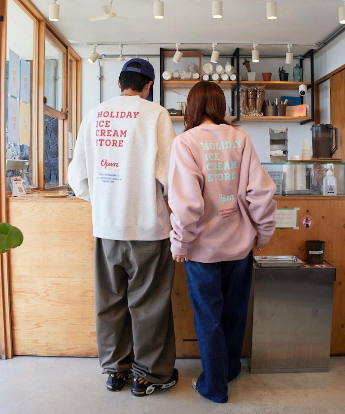 HOLIDAY ICECREAM 特別款寬鬆版型背部印花圓領衛衣