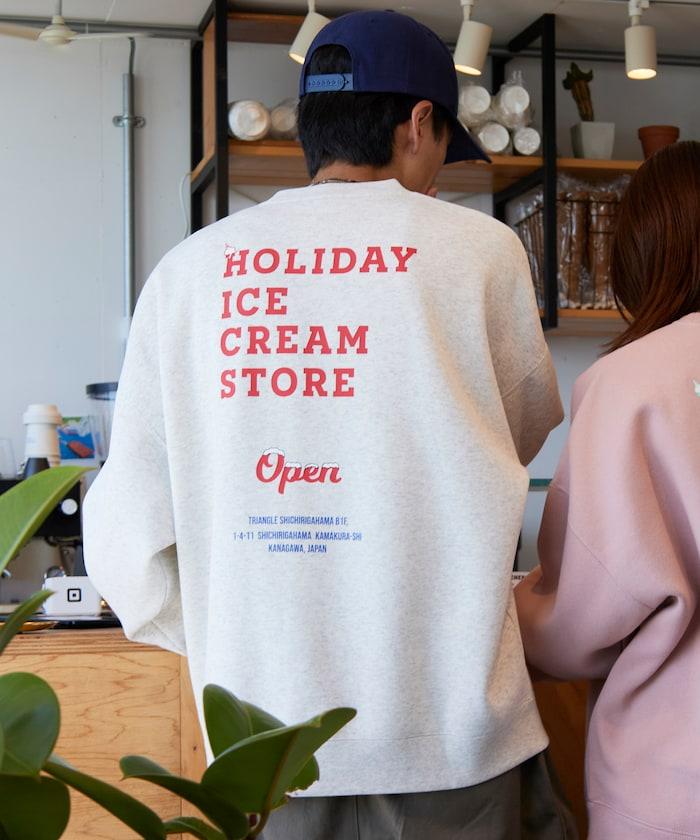 HOLIDAY ICECREAM 特別款寬鬆版型背部印花圓領衛衣