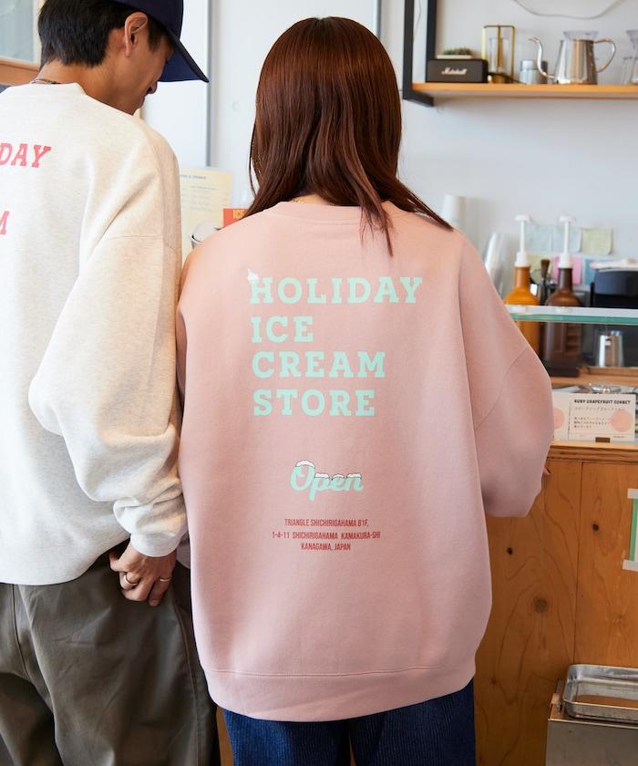 HOLIDAY ICECREAM 特別款寬鬆版型背部印花圓領衛衣