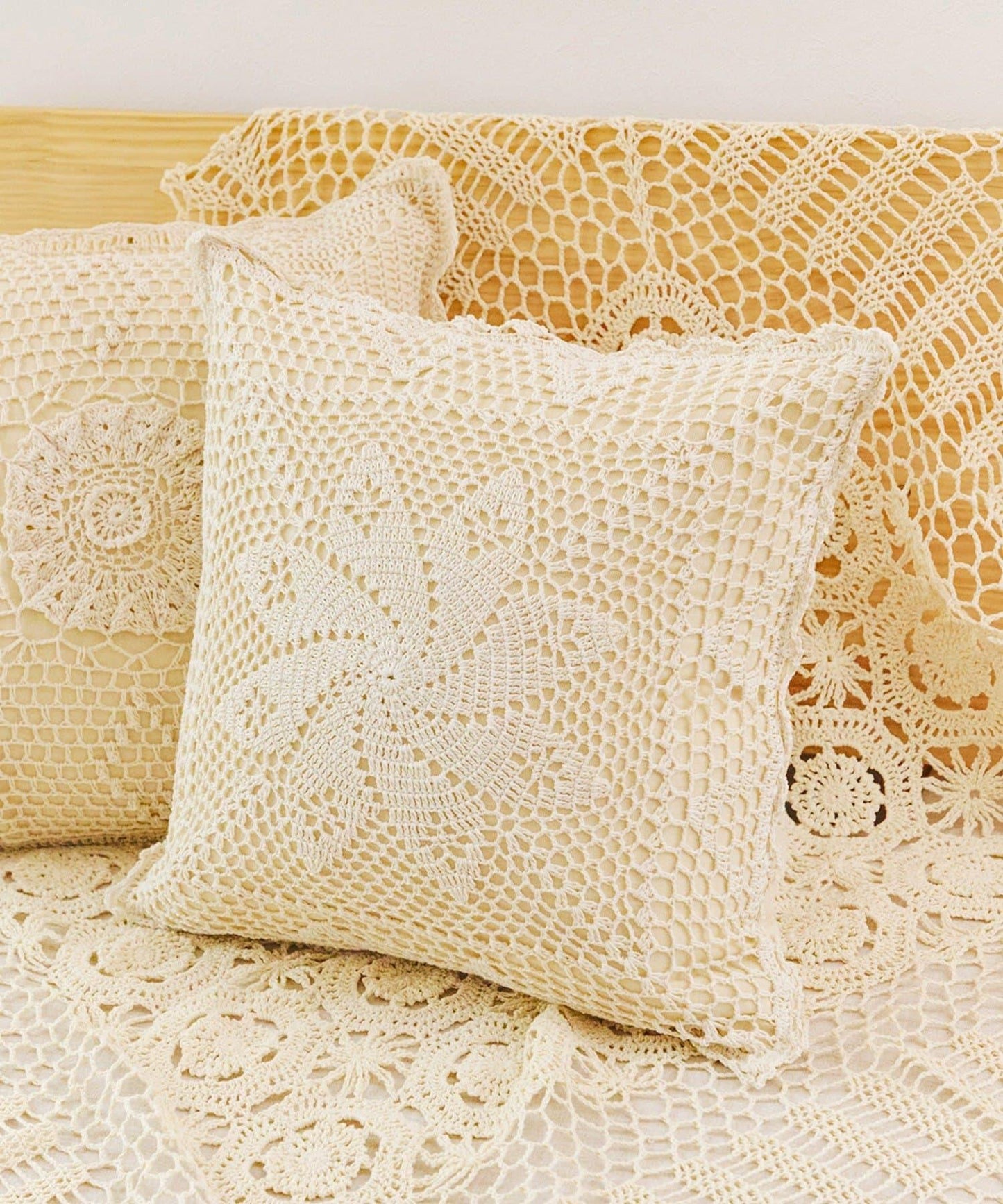 クロッシェクッションカバー:45×45cm