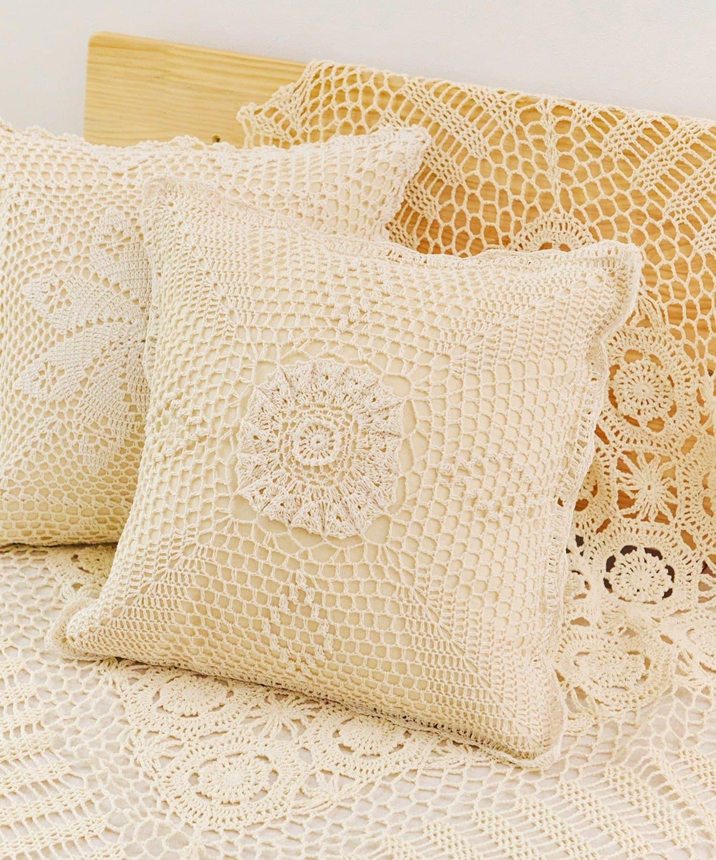 クロッシェクッションカバー:45×45cm