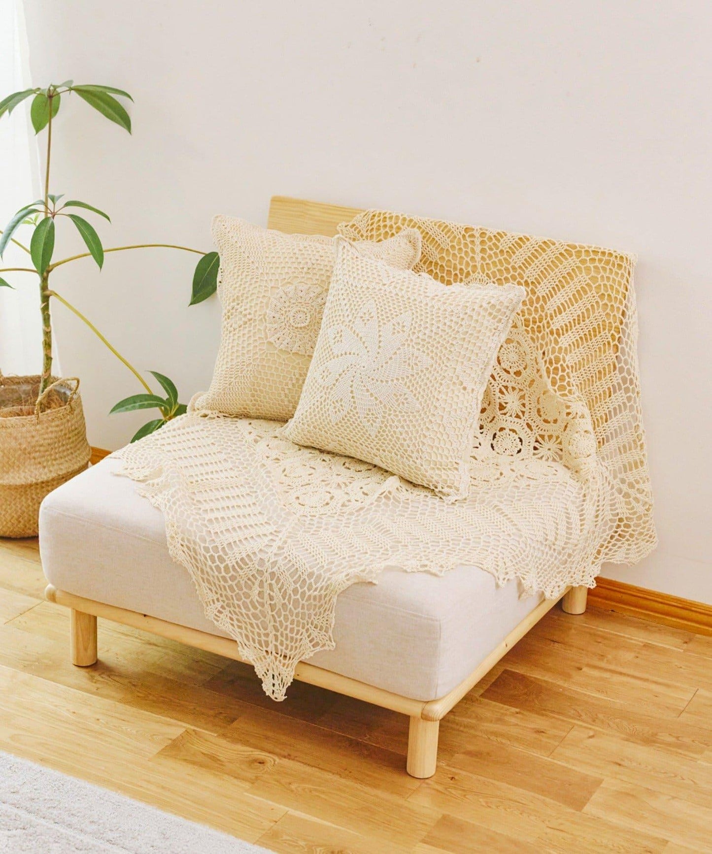 クロッシェクッションカバー:45×45cm