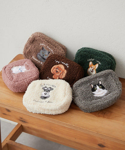 動物刺繡毛絨收納包