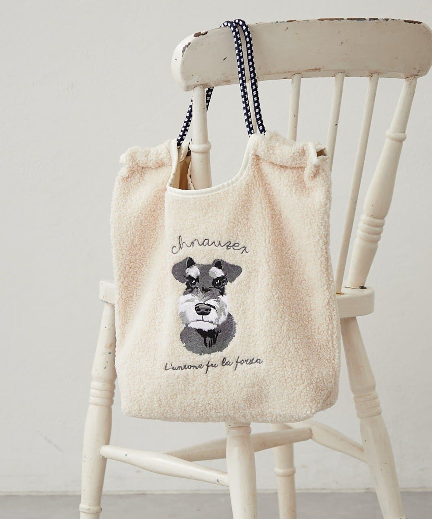 動物刺繡燈芯絨羊羔絨托特包