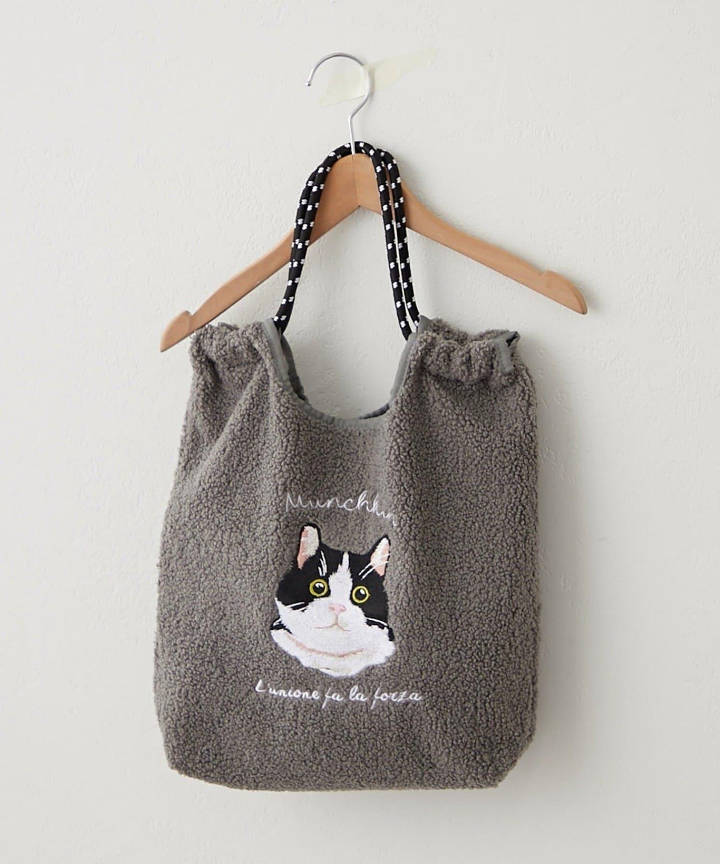 動物刺繡燈芯絨羊羔絨托特包