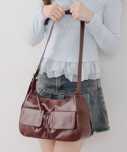 雙口袋單肩包