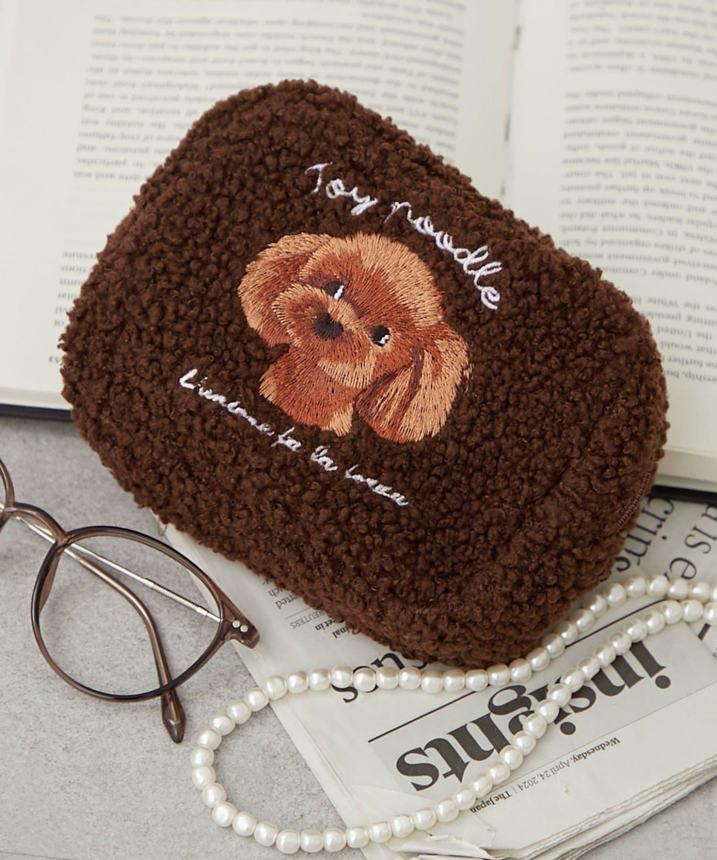 動物刺繡毛絨收納包