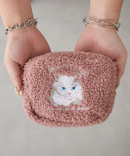 動物刺繡毛絨收納包