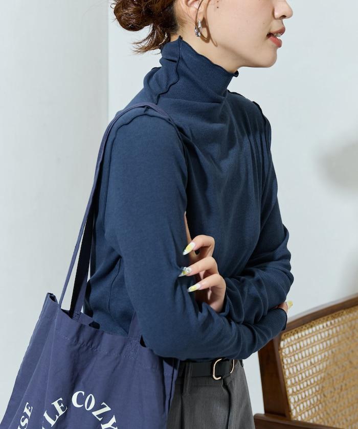 薑黃色荷葉邊高領長袖上衣