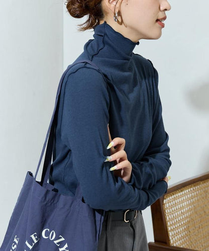 薑黃色荷葉邊高領長袖上衣