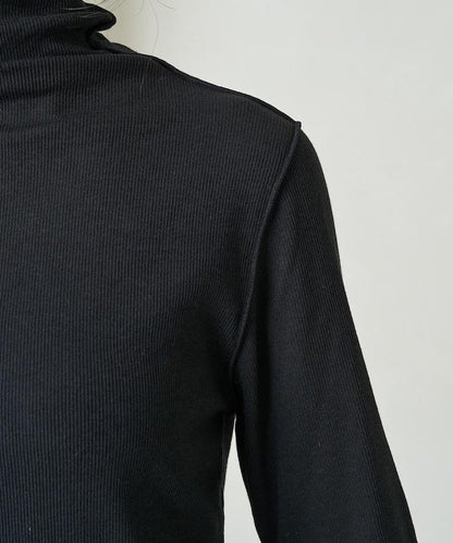 薑黃色荷葉邊高領長袖上衣