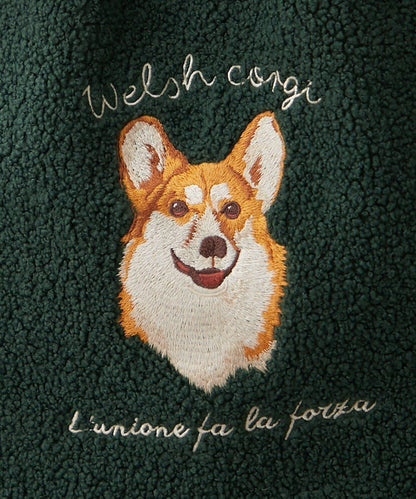 動物刺繡燈芯絨羊羔絨托特包