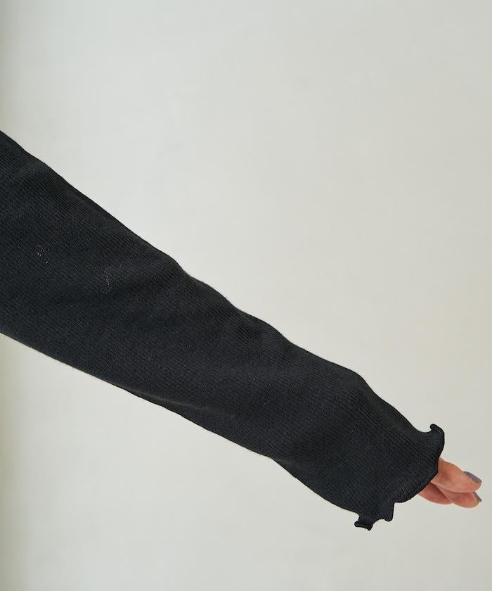 薑黃色荷葉邊高領長袖上衣